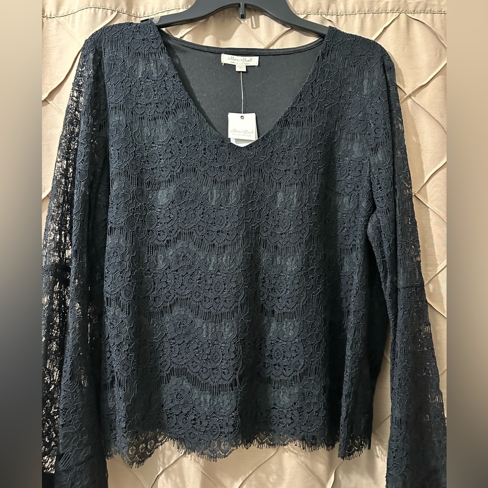 Ultra Flirt Lace Top w/ bell sleeves